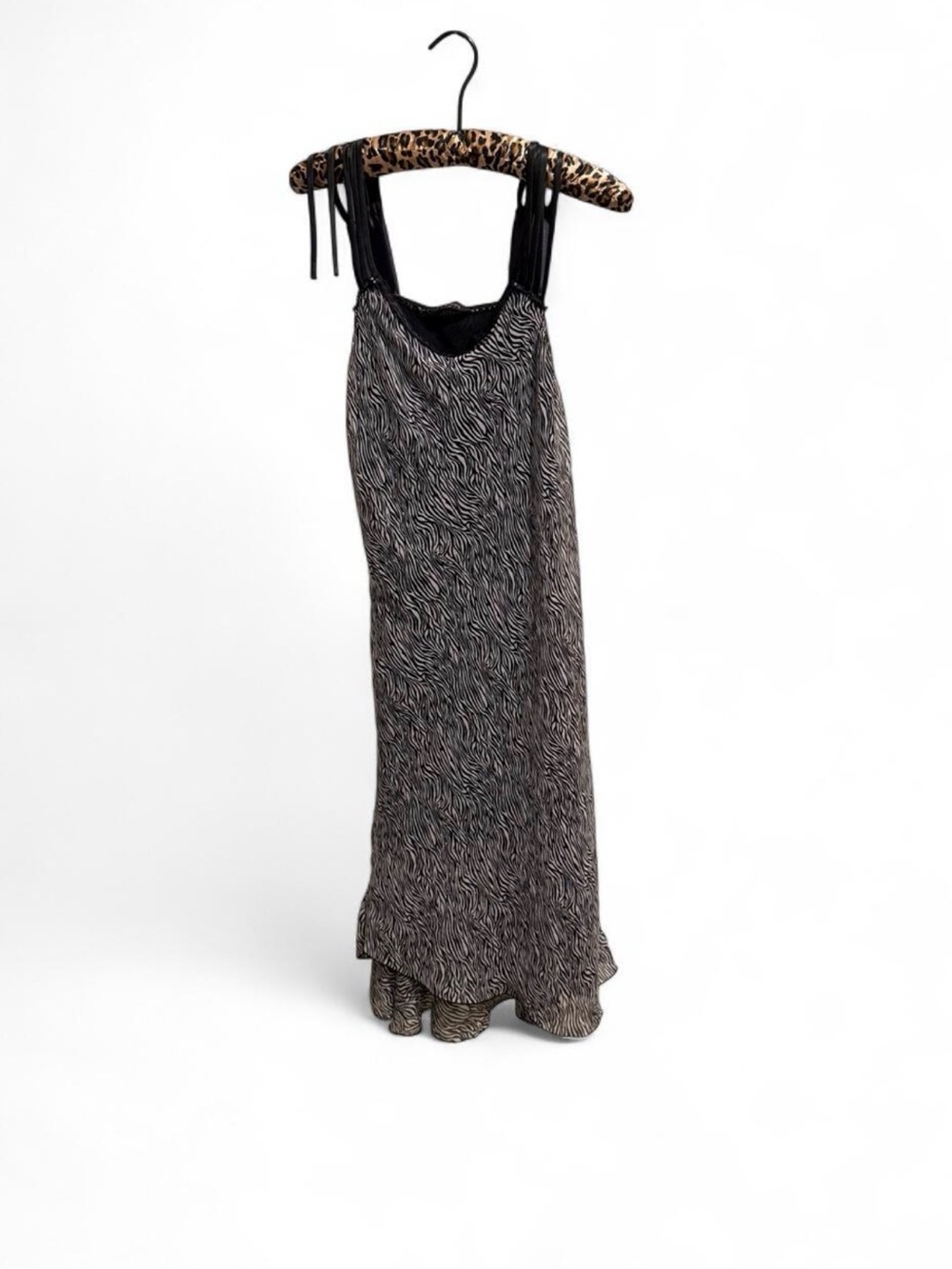 True Vintage Miss Comode Italian 100% Silk Zebra Print Maxi Slip Dress